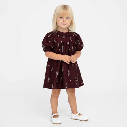 Vestido de Bebê Feminino Cotton Fio 60 Bordado - BORDO