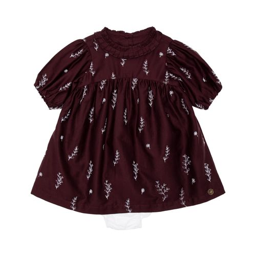 Vestido de Bebê Feminino Cotton Fio 60 Bordado - BORDO