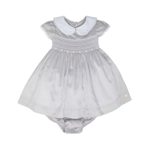 Vestido de Bebê Feminino Ponto Smock Fio 80 - CINZA