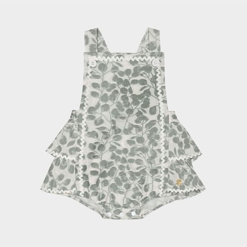 Romper Bebê Feminino Jacquard Floral Detalhe Sianinha - VERDE