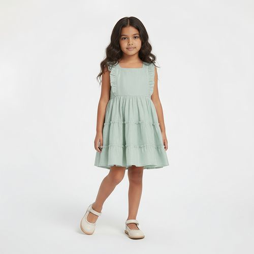 Vestido Infantil Feminino Rick Metallic Decote V nas Costas - VERDE