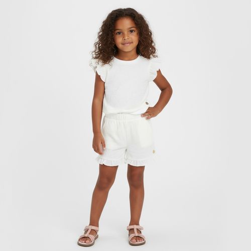 Conjunto de Bebê Feminino Atoalhado com Babados - OFF WHITE