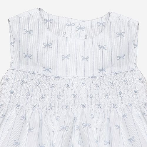 Vestido Bebê Feminino Smock Estampa Laços - OFF WHITE