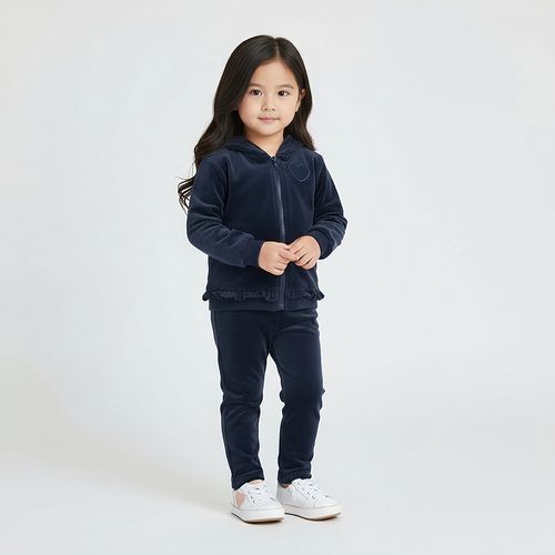 Conjunto Bebê Feminino Plush Lumini Babados e Bordado - AZUL MARINHO