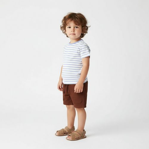 Camiseta Bebê Masculina Listrada Palette Rib - AZUL BEBE