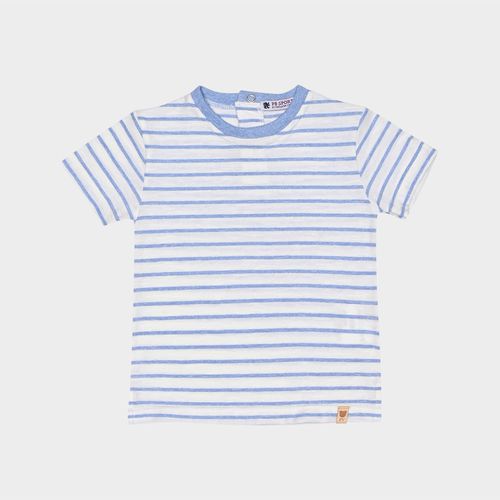 Camiseta Bebê Masculina Listrada Palette Rib - AZUL BEBE