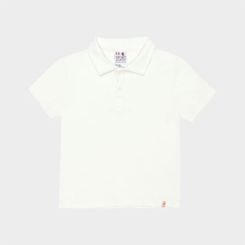 Camiseta Infantil Masculina Polo Malha Dot - OFF WHITE