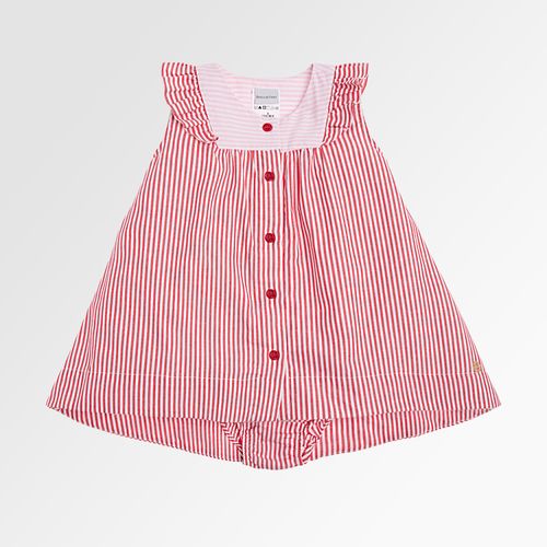 Vestido de Bebê Feminino Listrado Color Godê - VERMELHO