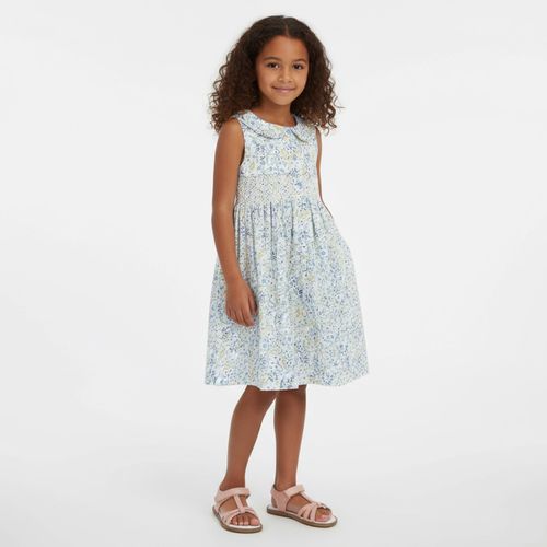 Vestido Infantil Feminino Algodão Egípcio Estampa Caleidoscópio - AZUL