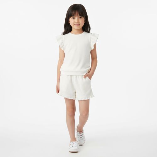Conjunto Infantil Feminino Atoalhado com Babados - OFF WHITE