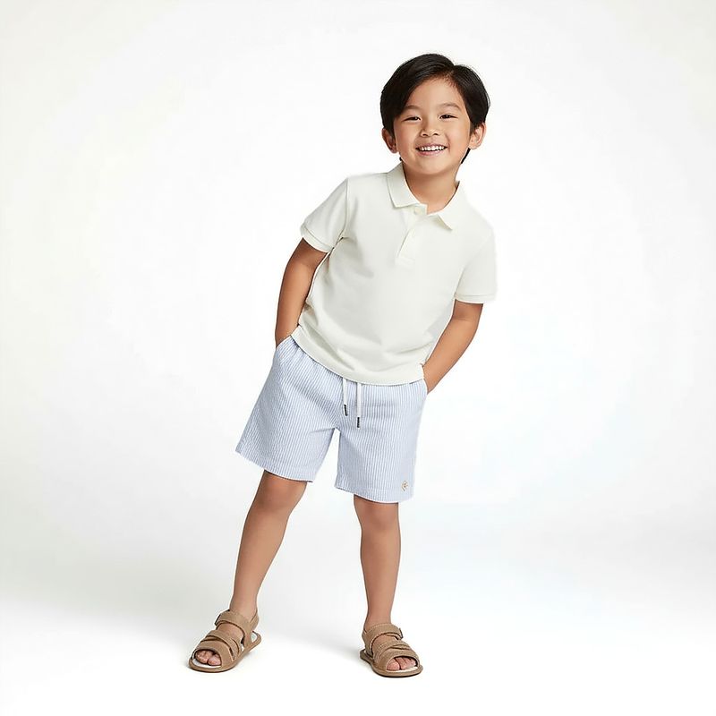 Camiseta Infantil Masculina Polo Malha Dot - OFF WHITE ref 02.01.1080_1013