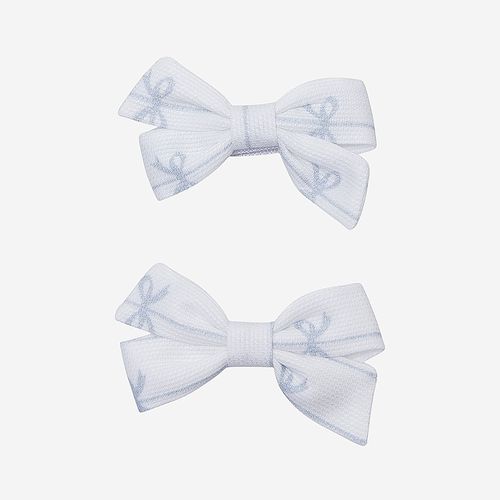 Conjunto de Laço Bebê Micro Clips - BRANCO/LACINHO AZUL