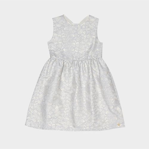Vestido Infantil Feminino Jacquard Arabesco Recorte nas Costas - AZUL BEBE