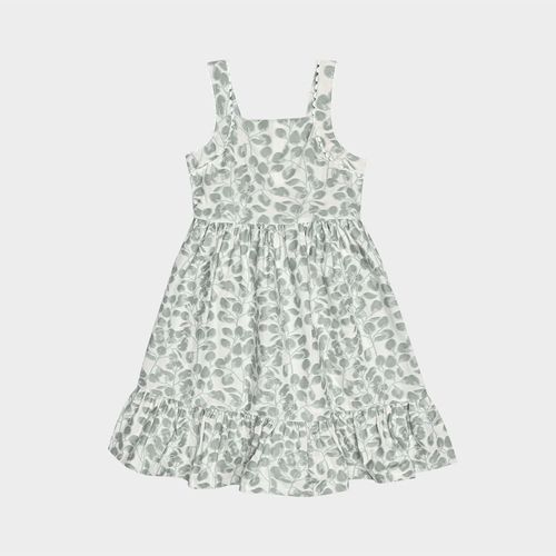 Vestido Infantil Feminino Jacquard Flores Detalhe Sianinha - VERDE
