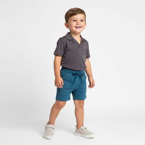 Bermuda Bebê Masculina Moletom Row - AZUL
