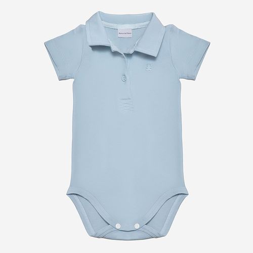 Camiseta Body Polo de Bebê Masculina Pima - AZUL BEBE