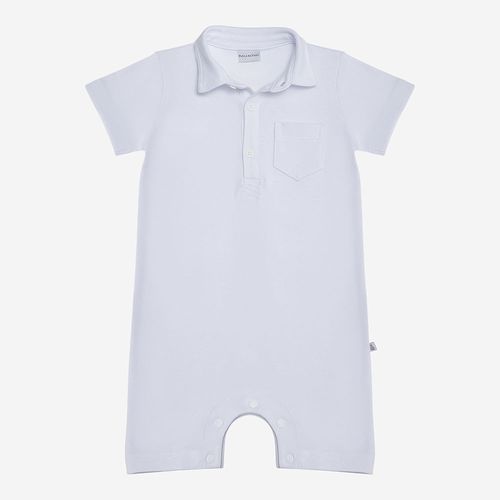 Macacão Curto Bebê Masculino Piquet Polo - BRANCO