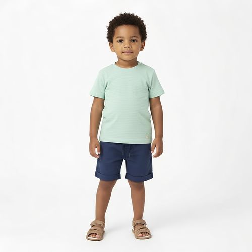 Bermuda de Praia de Bebê Masculina com Bolsos - AZUL JEANS