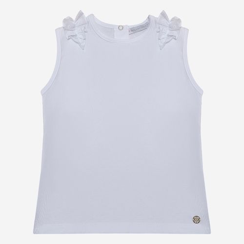 Camiseta Infantil Feminina Silky Cotton Bordado Inglês - BRANCO