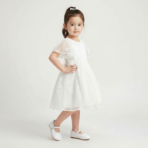 Vestido Bebê Feminino Festa Organdi Bordado - BRANCO