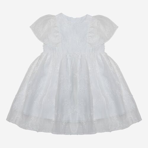 Vestido Bebê Feminino Festa Organdi Bordado - BRANCO