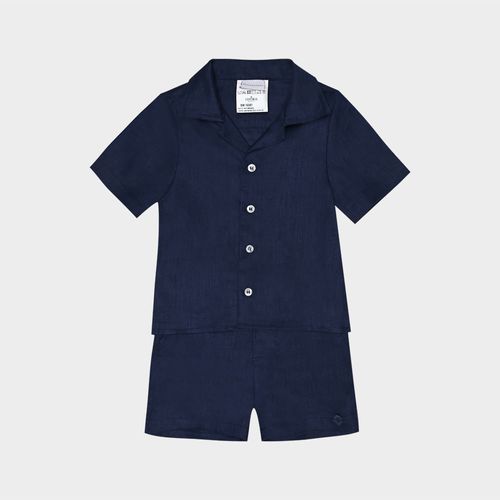 Conjunto Bebê Masculino Puro Linho - AZUL MARINHO