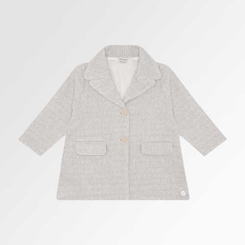 Casaco de Bebê Feminino Tweed com Bolsos Longo - KAKI