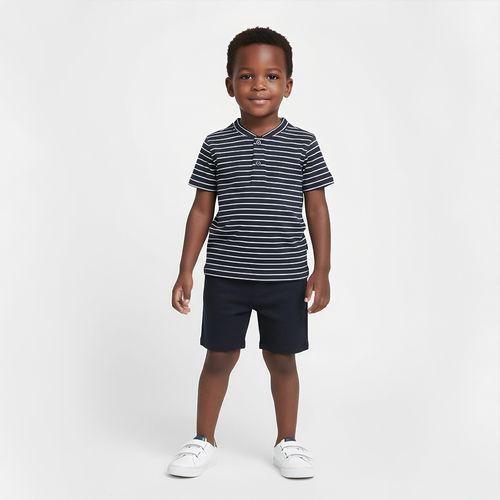 Camiseta Bebê Masculina Malha Listrada com Vista Frontal - AZUL MARINHO