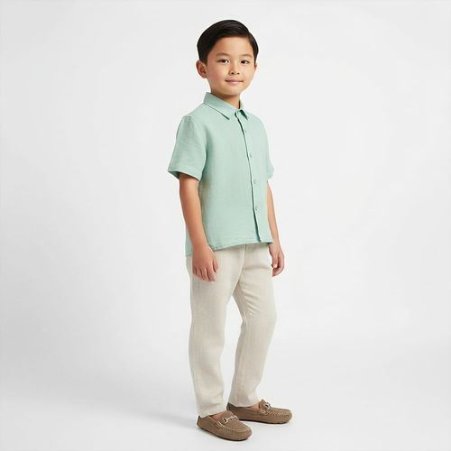 Camisa Infantil Masculina Puro Linho - VERDE