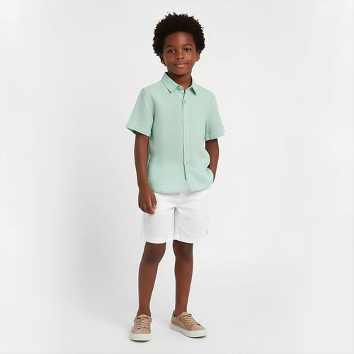 Camisa Infantil Masculina Puro Linho - VERDE