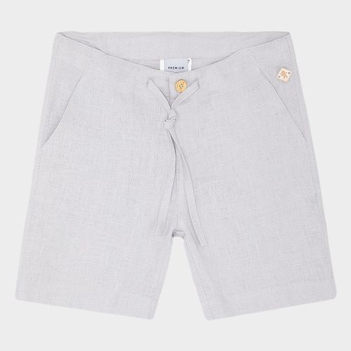 Bermuda Infantil Masculino em Puro Linho com Bolsos - CINZA