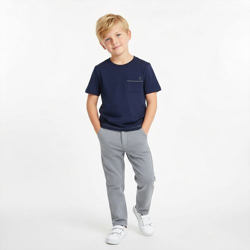 Calça Infantil Masculina Piquet com Bolso Faca - AZUL MARINHO