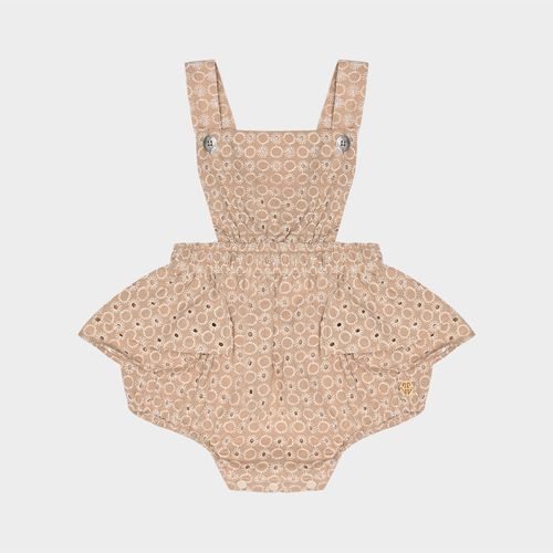 Romper Bebê Feminino Laise Garten com Babado - BEGE