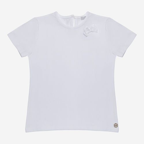 Camiseta Infantil Feminina Cotton Egip com Laço - BRANCO