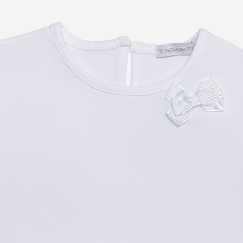Camiseta Infantil Feminina Cotton Egípcio com Laço - BRANCO