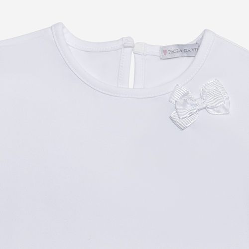 Camiseta Bebê Feminina Cotton Egípcio com Laço - BRANCO