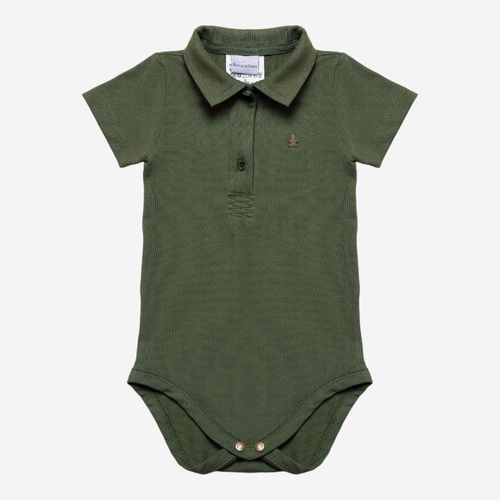 Body Polo Bebê Masculino Pima com Urso - VERDE