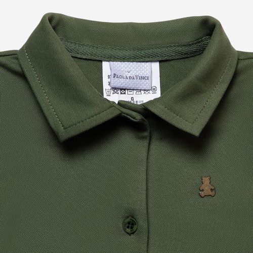 Body Polo Bebê Masculino Pima com Urso - VERDE