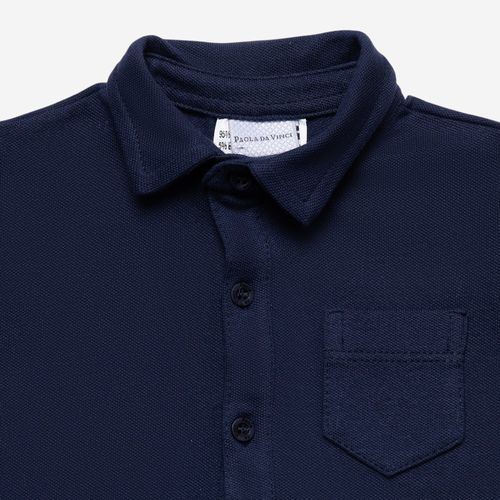 Macacão Curto Bebê Masculino Piquet Polo com Bolso - AZUL MARINHO