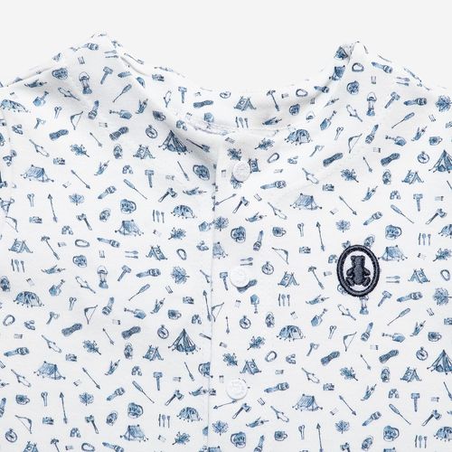 Macacão Curto Bebê Masculino Liberty Acampamento - AZUL