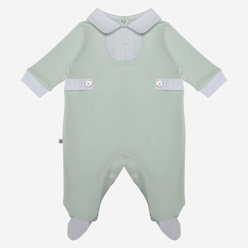 Macacão Bebê Masculino Egípcio Gold com Pala de Nervuras - VERDE