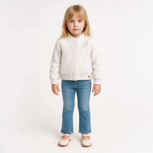 Casaco Feminino de Bebê com Bordado - OFF WHITE