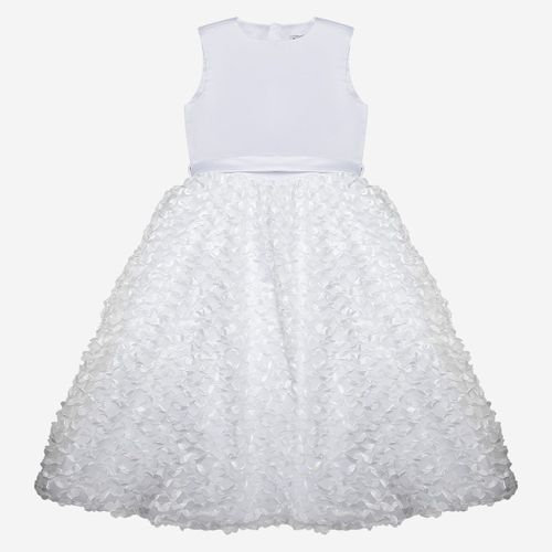Vestido de Festa Infantil Feminino Tule com Bordados - BRANCO