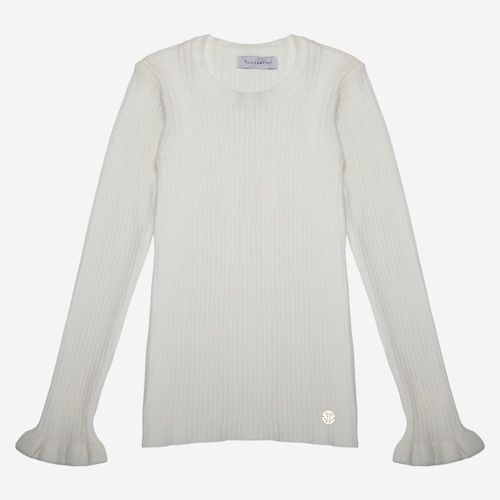 Blusa Tricot Infantil Feminina Manga Longa - OFF WHITE