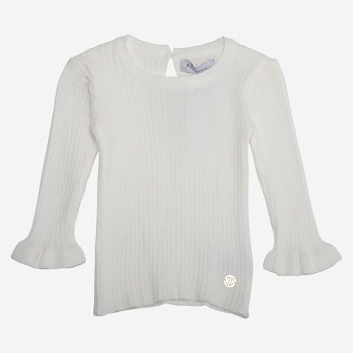 Blusa Tricot de Bebê Feminina Manga Longa - OFF WHITE