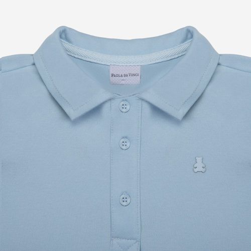 Camiseta Polo Bebê Masculina Piquet Pima - AZUL BEBE