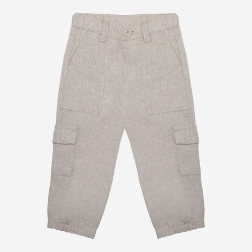 Calça Bebê Masculina Puro Linho com Bolso Cargo - KAKI