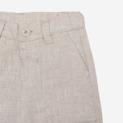 Calça Bebê Masculina Puro Linho com Bolso Cargo - KAKI