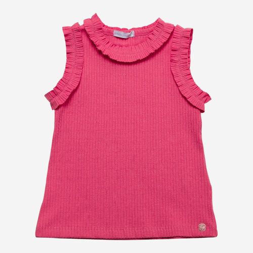 Regata Infantil Feminina Canelada com Babado - ROSA