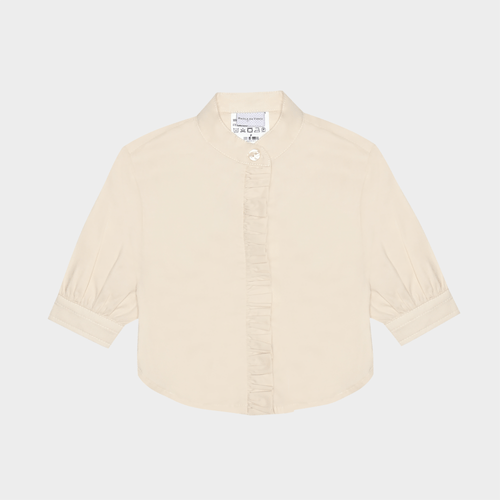 Bata Bebê Menina Fio 60 Stretch com Babado na Vista - BEGE